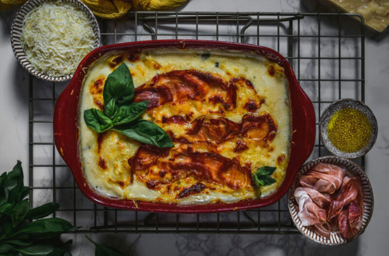 Lasagne al formaggio con speck tirolese